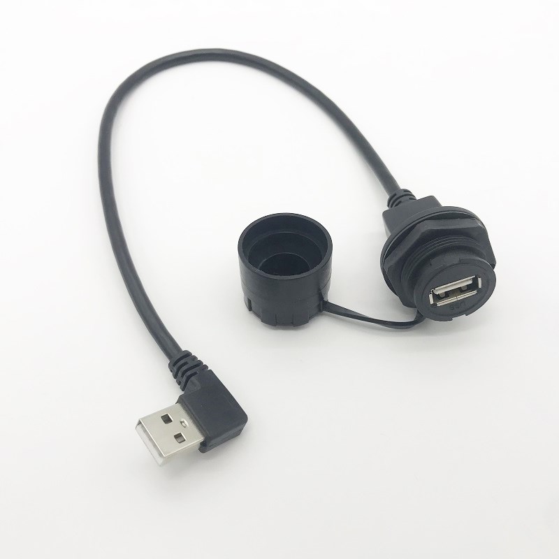 Waterproof USB 2.0 A Female Socket to Male Extension Cable