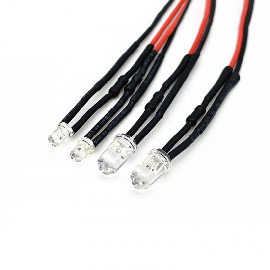 5mm 8mm 10mm White Light Blinking Pilot Lamp LED Luminous Diode Wire Harness